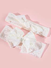 2pcs Baby Bow Decor Hair Band - White - View 3