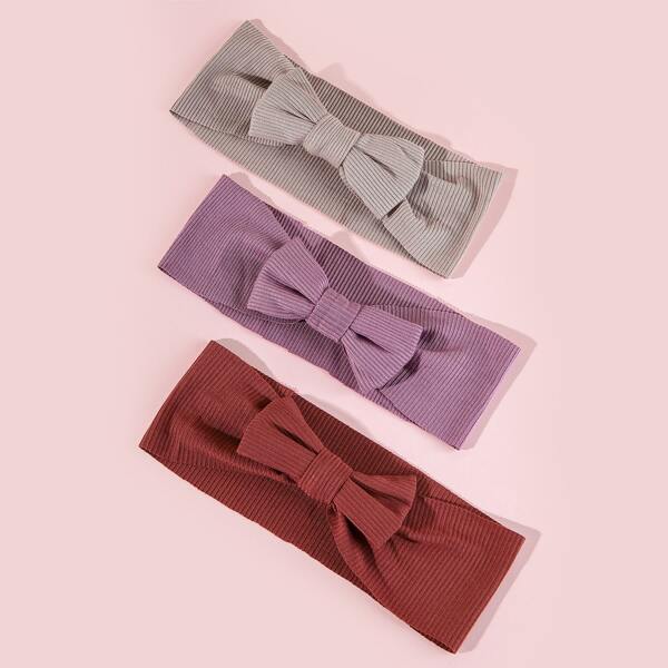 

3pcs Baby Bow Decor Hair Band, Multicolor