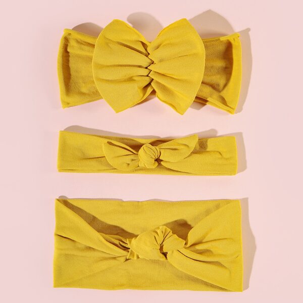 

3pcs Baby Bow Decor Hair Band, Yellow
