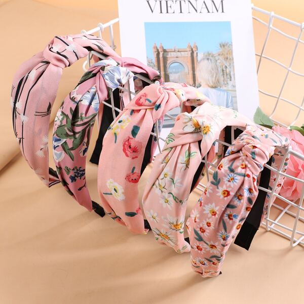 

5pcs Toddler Girls Flower Print Headband, Multicolor