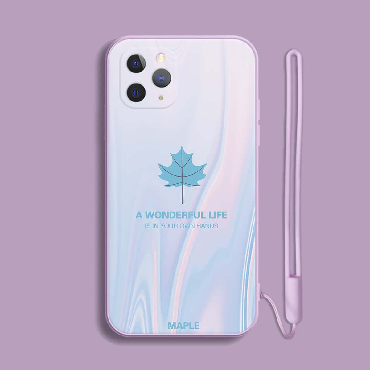 

Letter Graphic Phone Case With Lanyard, Purple