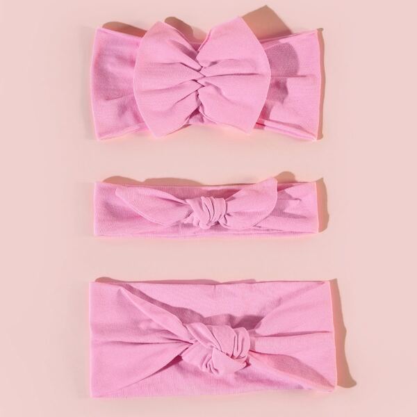 

3pcs Baby Bow Decor Hair Band, Pink