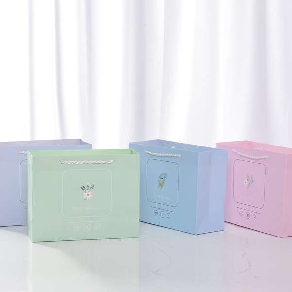 

4pcs Flower Print Random Gift Bag, Multicolor