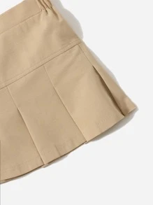 SHEIN Young Girl Skater Skirt, College Style Urban Chic, Suitable For Cool And Comfortable In Spring, Summer And Autumn. Suitable For 4-7 Years Old Girls, Suitable For Going To School, Staying At Home, And Traveling - Khaki - View 3