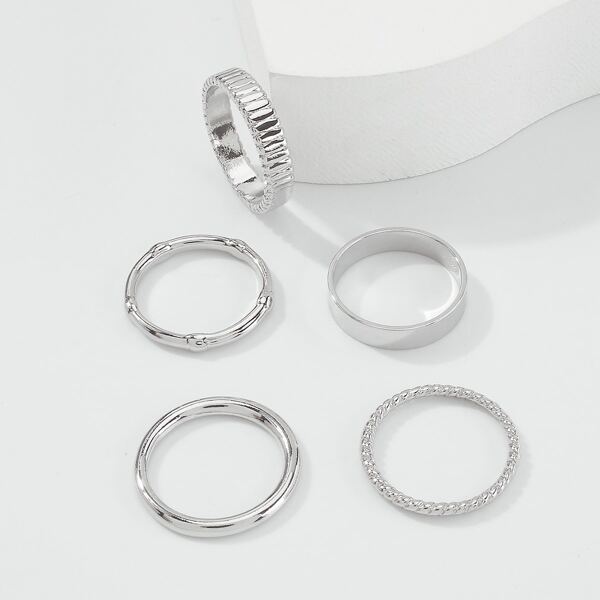 

5pcs Twist Ring, Silver