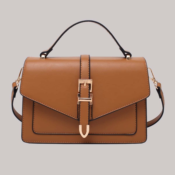 

Minimalist Flap Satchel Bag, Brown