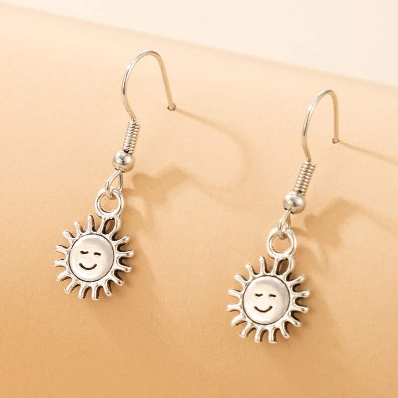 

Sun Decor Charm Earrings, Silver