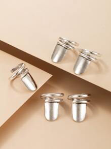 5pcs Nail Cover Ring - Silver - View 2