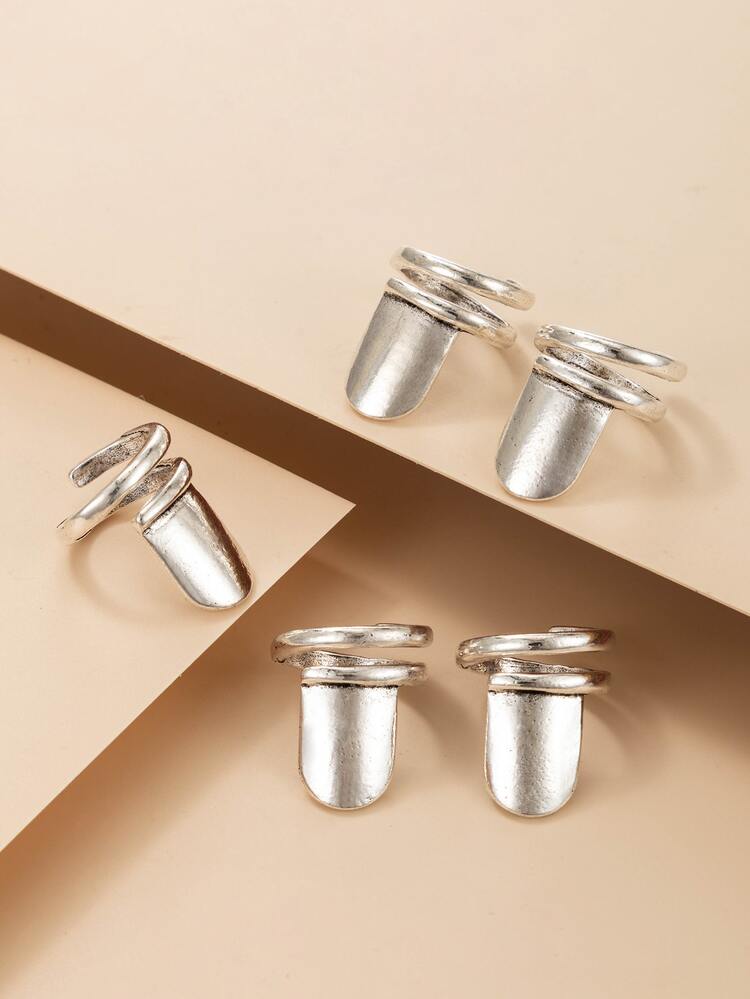 5入組指甲套環 - 銀色 - 查看 2