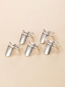 5pcs Nail Cover Ring - Silver - View 3