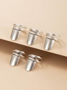 5pcs Nail Cover Ring - Silver - View 4