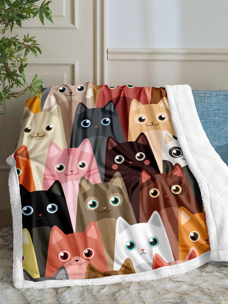 cat print fleece blanket