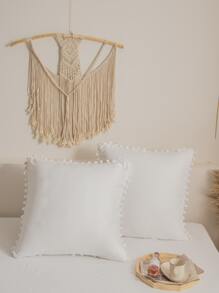 1雙絨球裝飾枕套不附帶枕芯 - 白色 - 查看 3