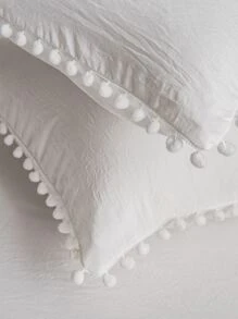 1雙絨球裝飾枕套不附帶枕芯 - 白色 - 查看 5