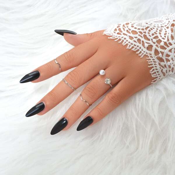 

4pcs Rhinestone Decor Ring, Silver