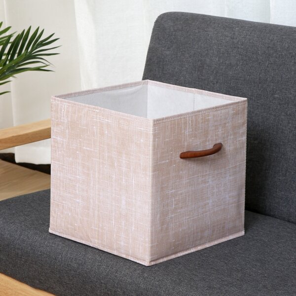 

1pc Foldable Storage Box With Handle, Khaki