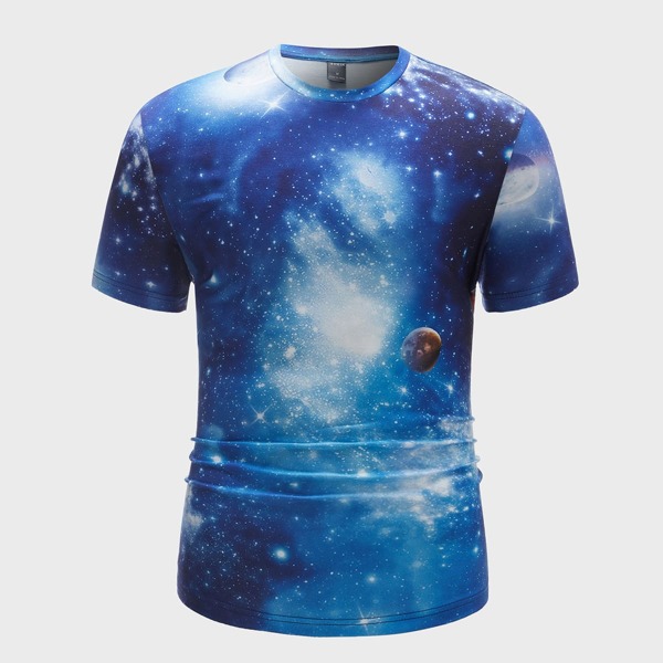 

Men Galaxy Print Tee, Blue