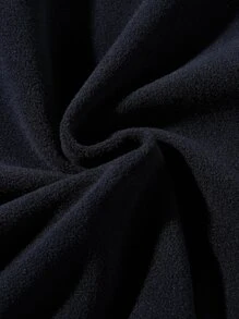 Manfinity Hypemode Men Patched Flannelette Oversize Sweatshirt, Quarter Zip, For Fall Winter, Long Sleeve Top - Navy Blue - View 3