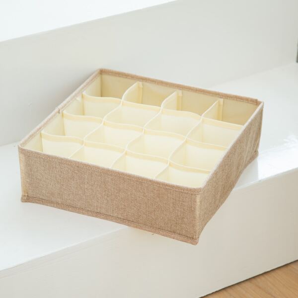 

1pc Multi-grid Socks Storage Box, Khaki