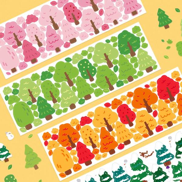 

1sheet Tree Pattern Random Sticker, Multicolor