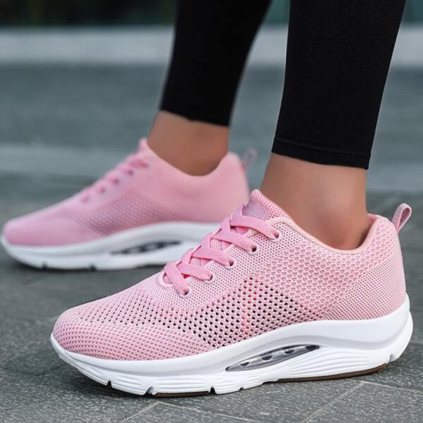 

Lace-up Front Breathable Running Shoes, Pink