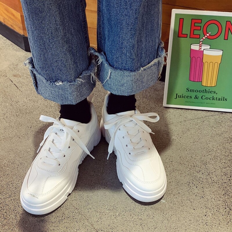 

Lace-up Front Chunky Sneakers, White