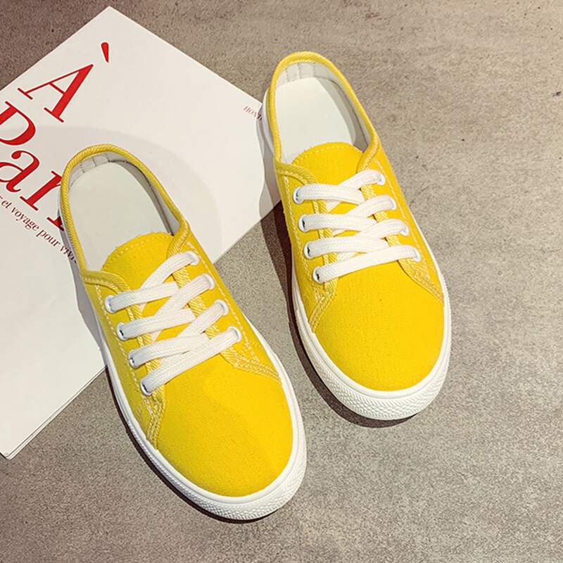 

Lace-up Front Slip-on Sneakers, Yellow