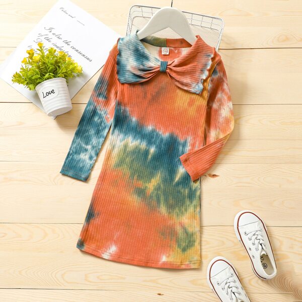 

Toddler Girls Tie Dye Statement Collar Fitted Dress, Multicolor
