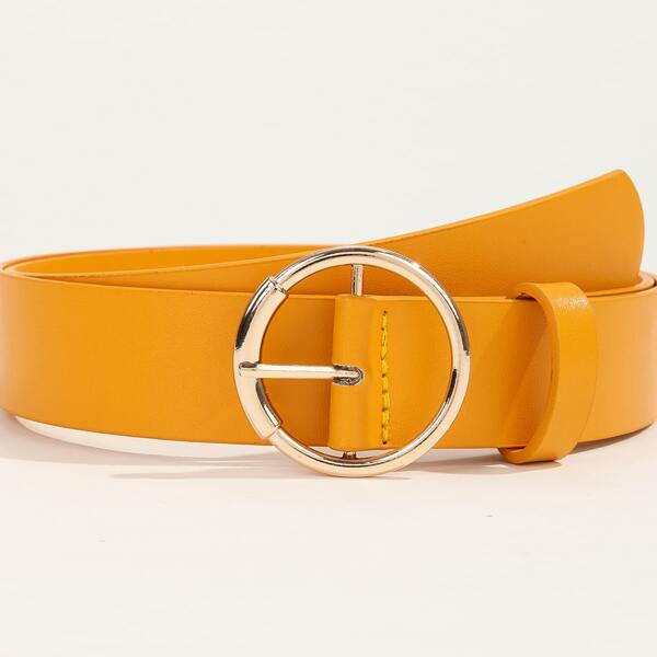 

Round Buckle Belt With Hole Puncher, Yellow