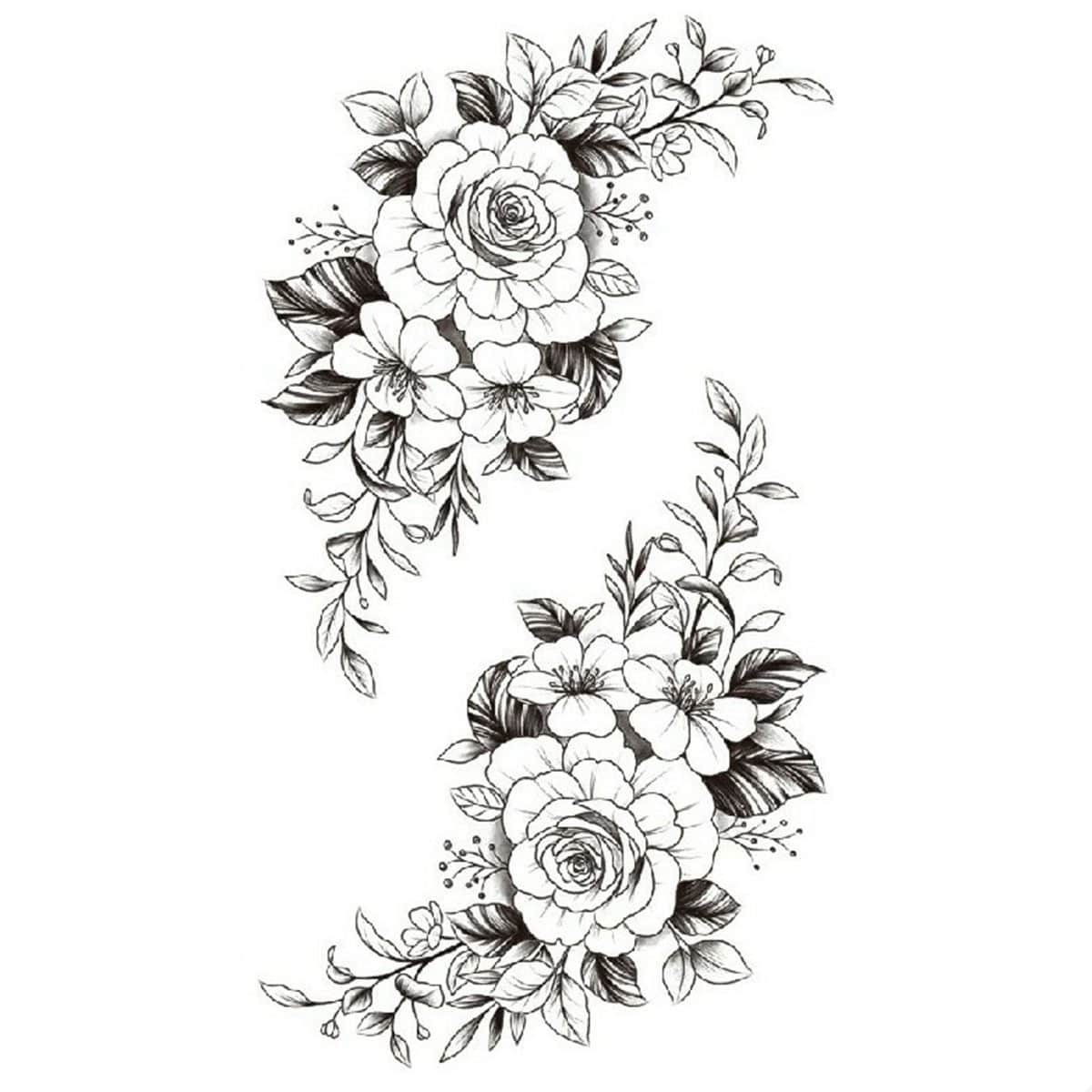 

1sheet Floral Tattoo Sticker, Black
