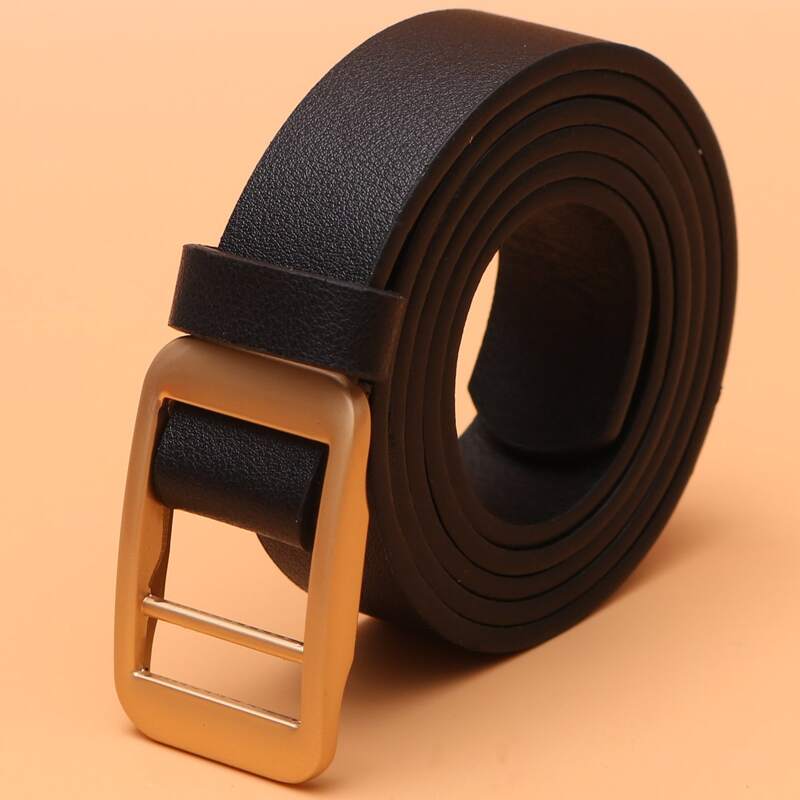

1pc Square Buckle Belt, Black