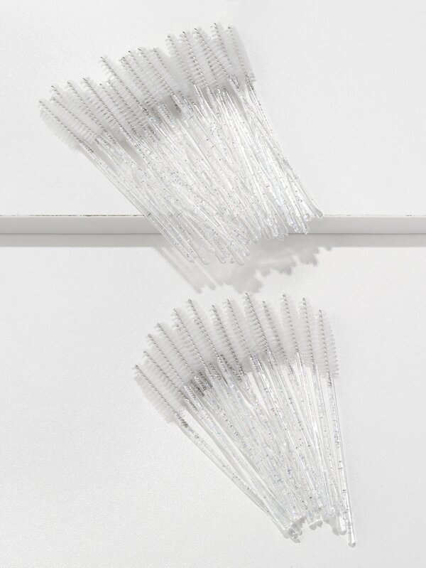50pcs Disposable Eyelash Curler + Crystal Handle Eyelash Brush & Comb Eyelash Extension Makeup Tool