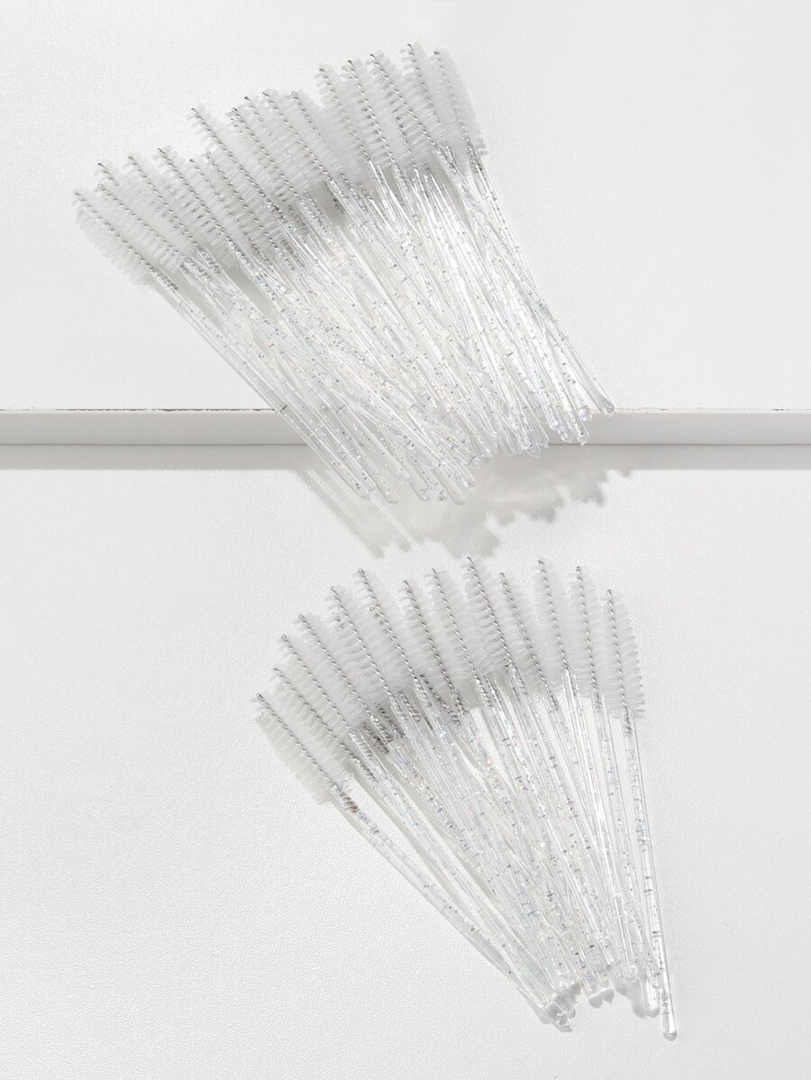 50pcs Disposable Eyelash Curler + Crystal Handle Eyelash Brush & Comb Eyelash Extension Makeup Tool, Eyebrow Brush, Eyeshadow Brush, Brush,Giveaways - Clear - View 1