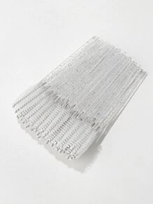 50pcs Disposable Eyelash Curler + Crystal Handle Eyelash Brush & Comb Eyelash Extension Makeup Tool, Eyebrow Brush, Eyeshadow Brush, Brush,Giveaways - Clear - View 2