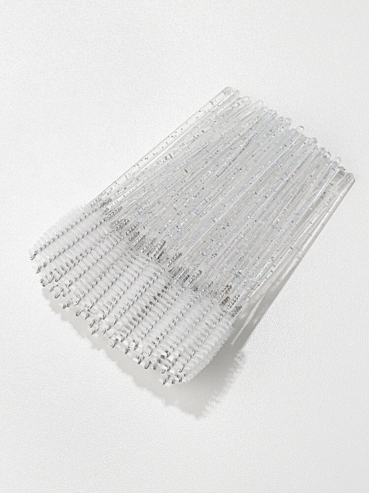 50pcs Disposable Eyelash Curler + Crystal Handle Eyelash Brush & Comb Eyelash Extension Makeup Tool, Eyebrow Brush, Eyeshadow Brush, Brush,Giveaways - Clear - View 2