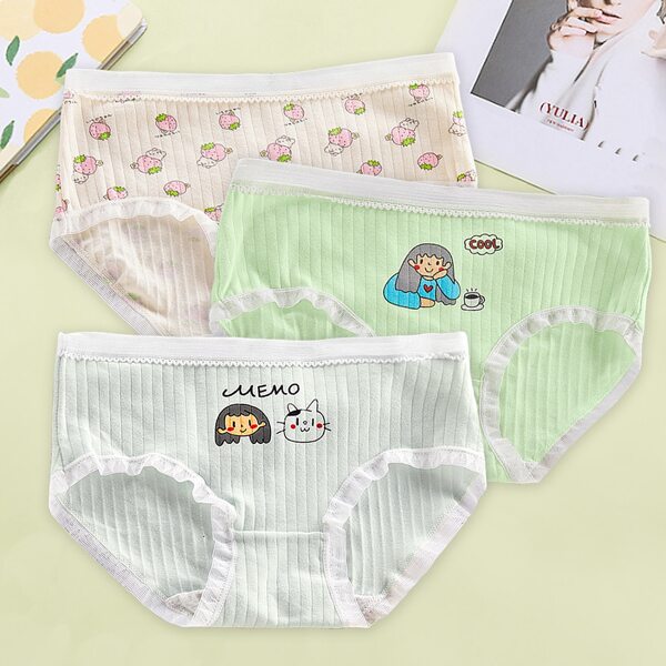

Girls 3 Pack Cartoon Graphic Brief, Multicolor