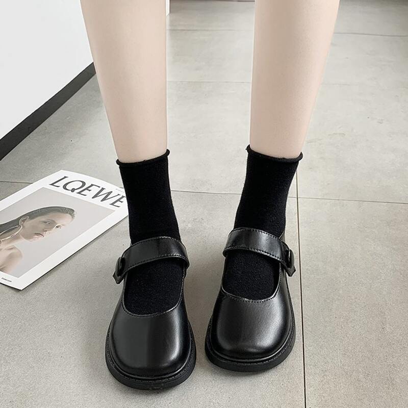 

Buckle Round Toe Mary Jane Shoes, Black
