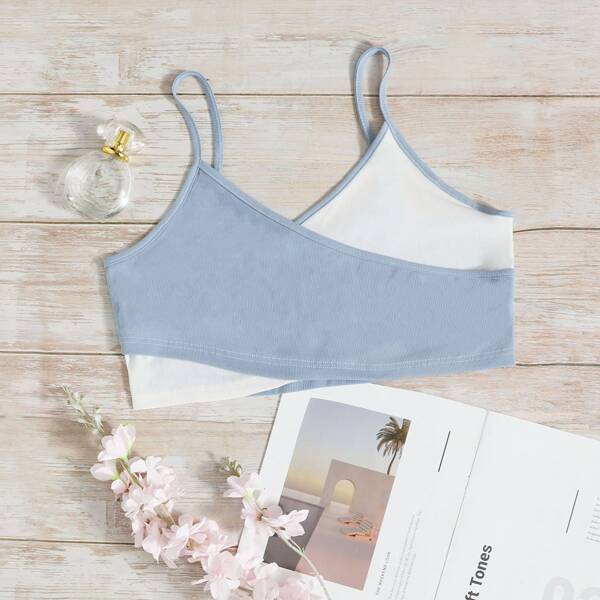 

Plus Two Tone Crossover Cami Sleep Top, Blue and white