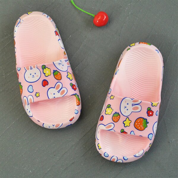 

Toddler Girls Cartoon Graphic Slippers, Pink