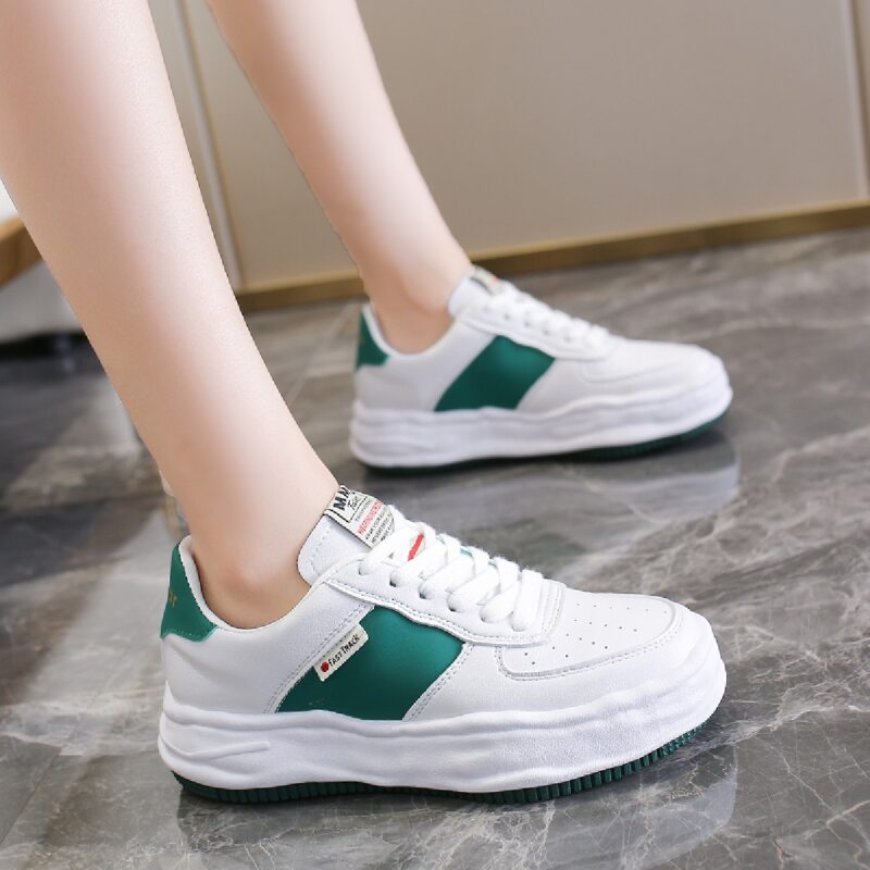

Colorblock Pattern Lace-up Front Flatform Running Shoes, Green