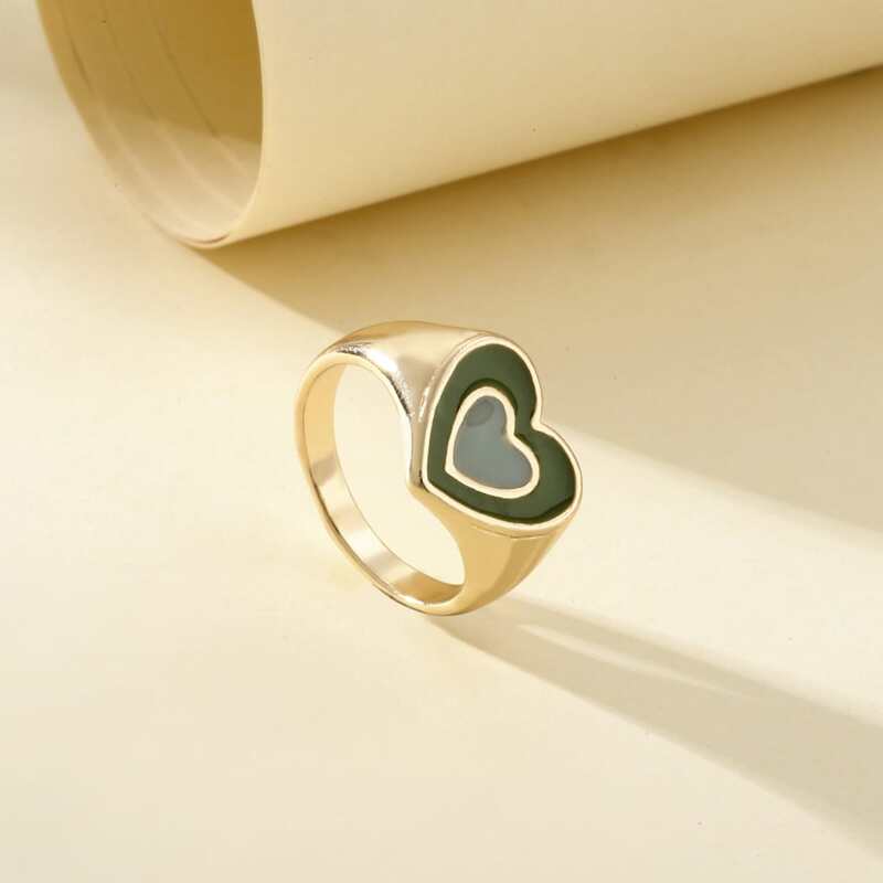 

Heart Decor Ring, Green