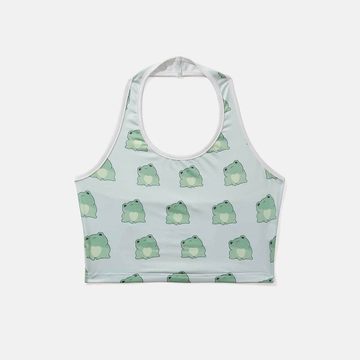 

Frog Print Halter Top, Mint green