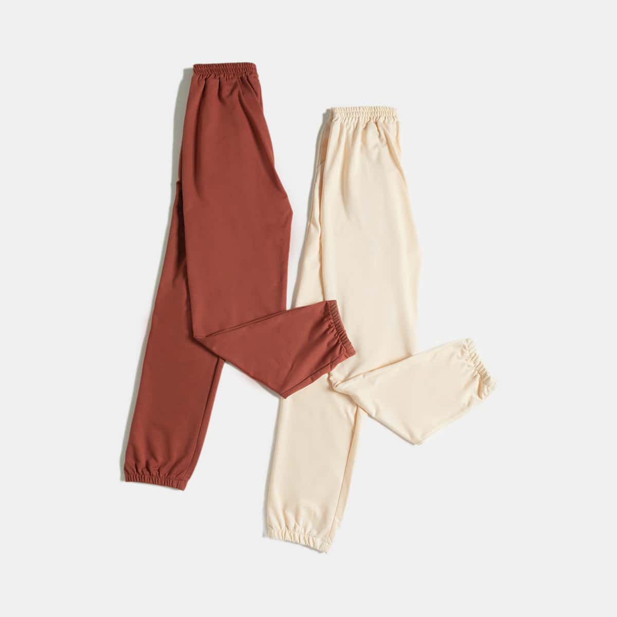 

2pcs Solid Sweatpants, Multicolor