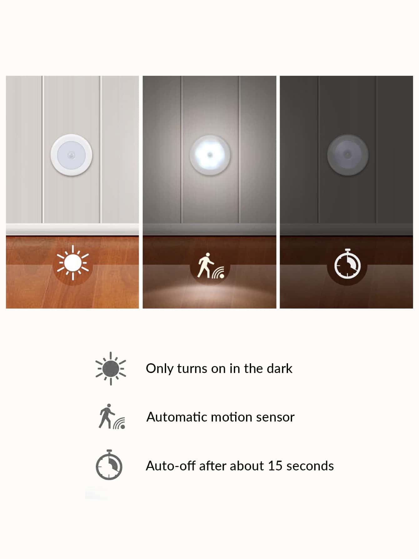 1件/3件/6件运动传感器夜灯 - 白色 - 查看 8