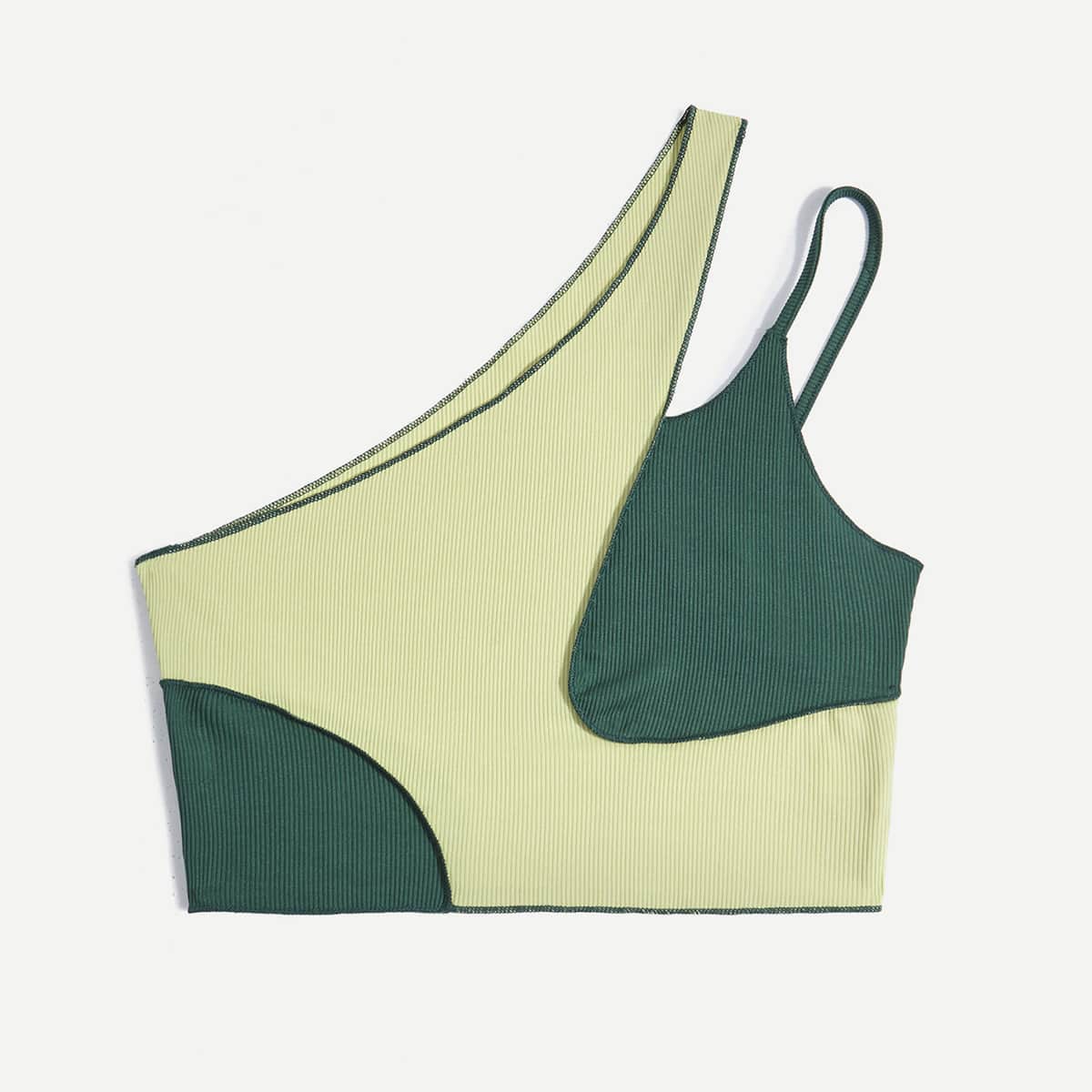 

Colorblock One Shoulder Top, Multicolor