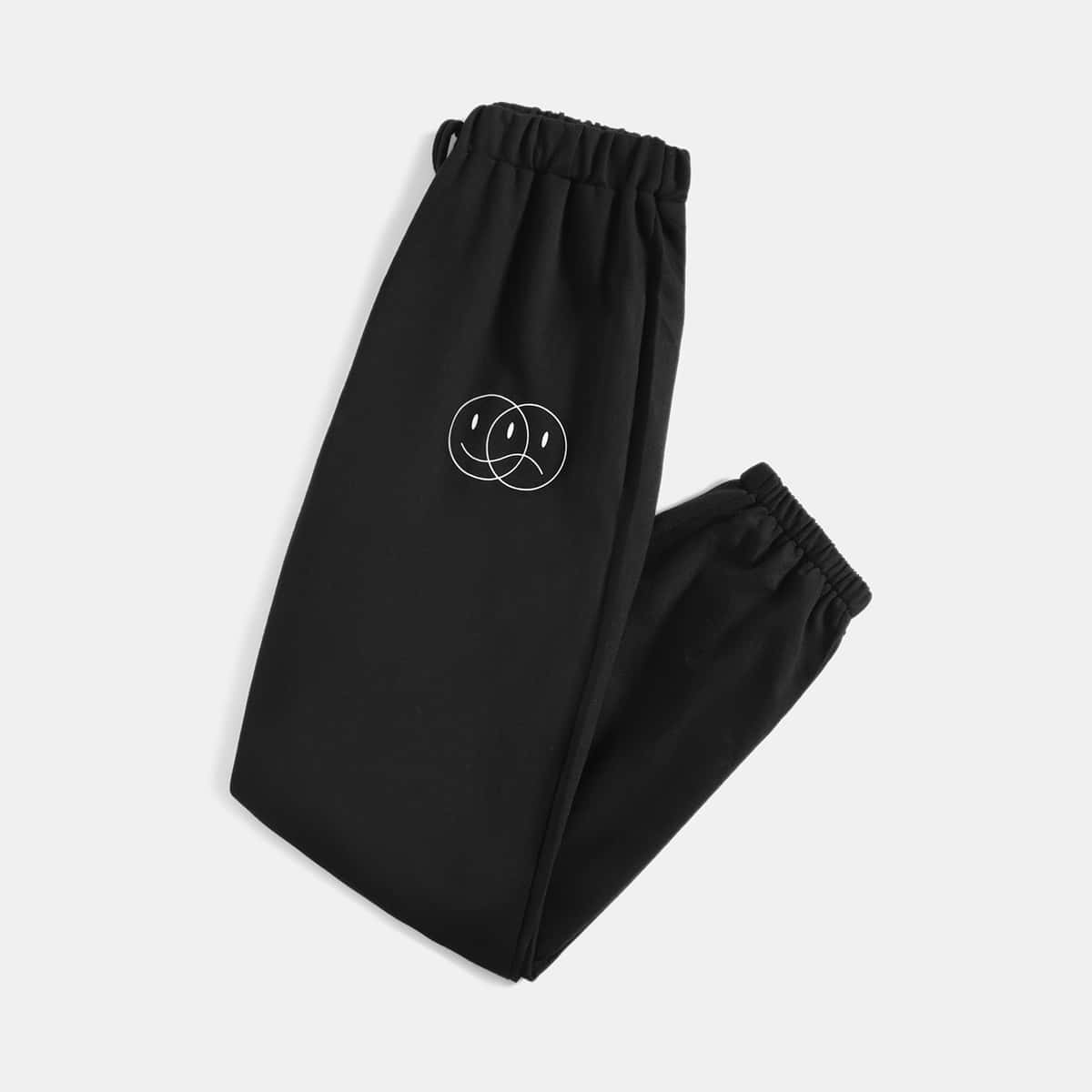 

Cartoon Graphic Sweatpants, Black