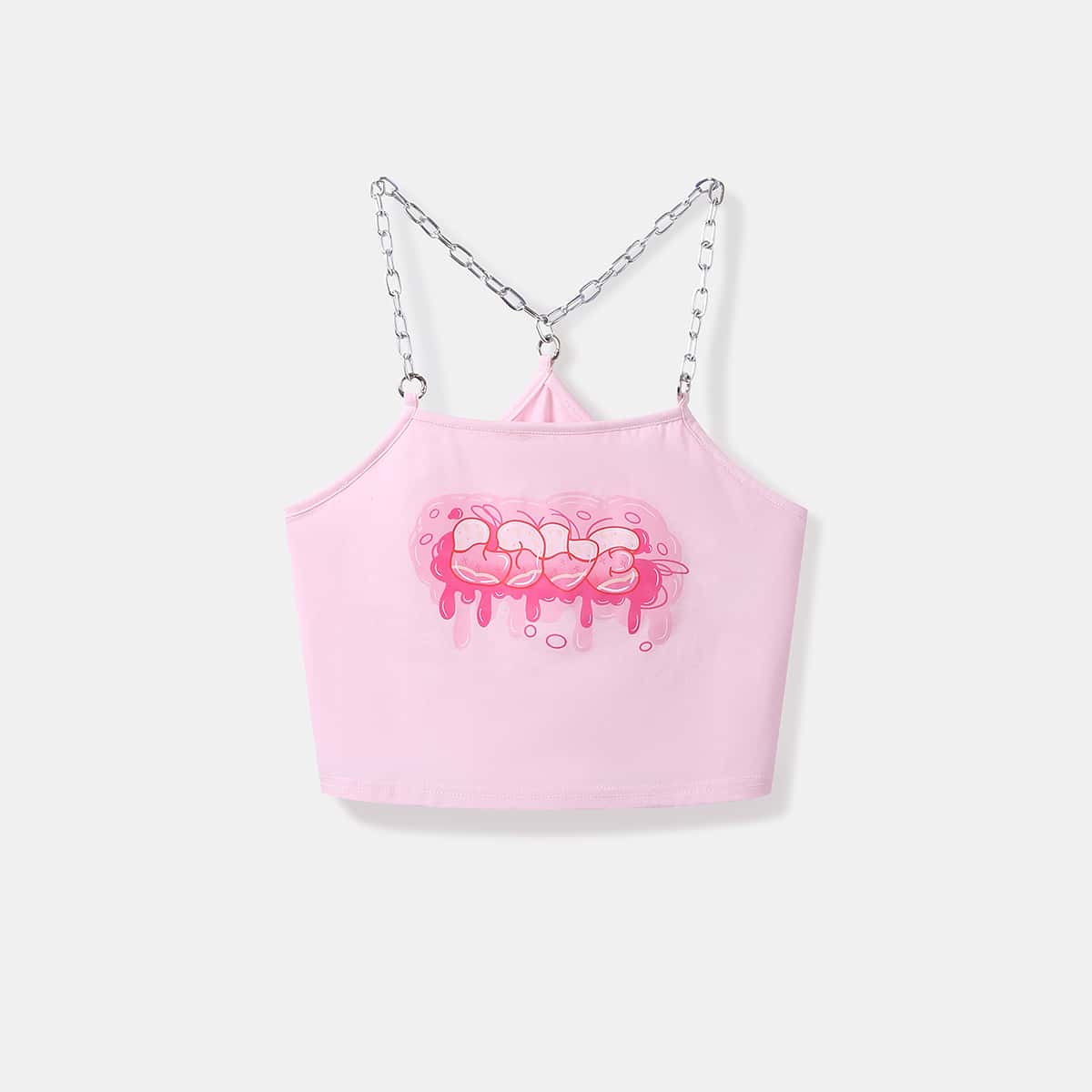 

Letter Chain Crop Cami, Baby pink