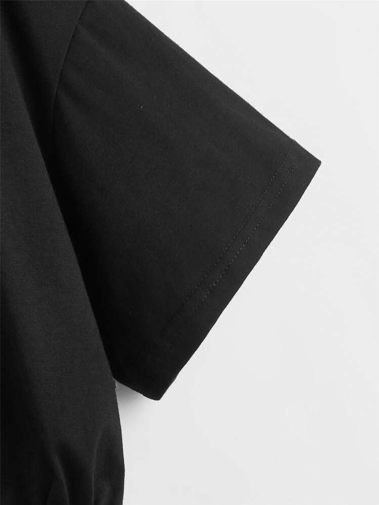 SHEIN EZwear Casual Tekst Grote maat t-shirt - Zwart - Bekijken 3