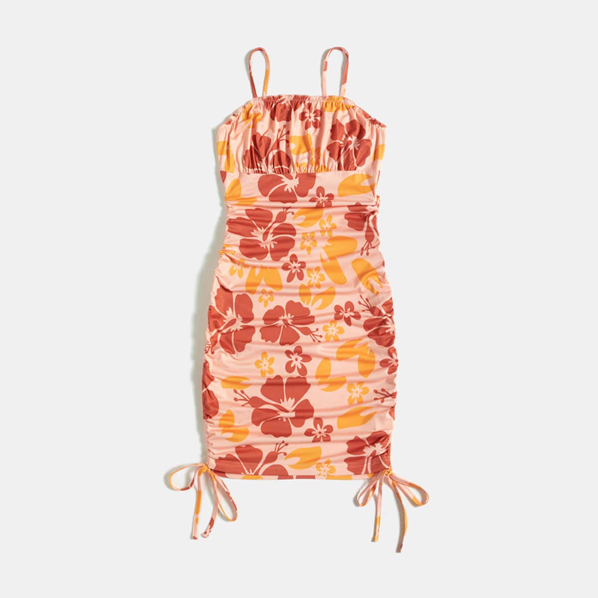 

Allover Floral Print Drawstring Side Cami Dress, Multicolor