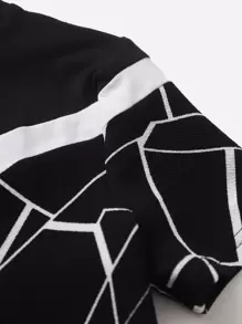 SHEIN Boys Geo Print Tee & Joggers - Black - View 3